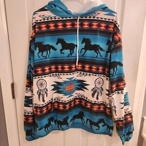 Horse Aztec print hoodie medium